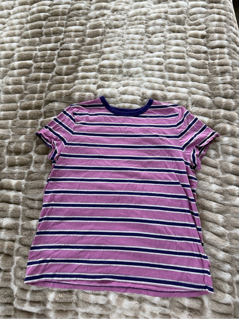 GAP Purple Striped Short Sleeve Tee with Navy Trim